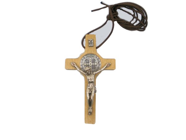 Benedictus Kreuz 7.50cm aus Olivenholz mit Kordel